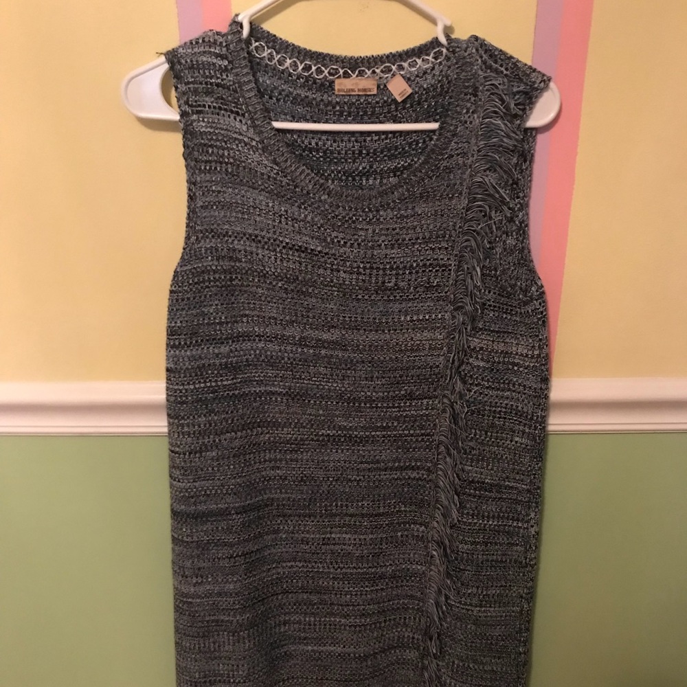 Anthropologie blue fringed sweater dress